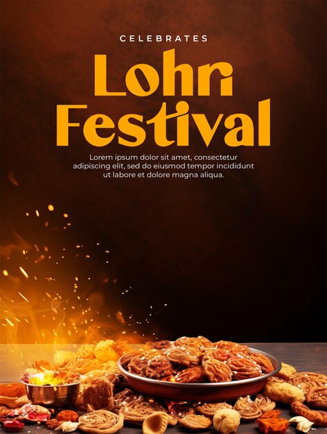 PSD modelo de cartaz do festival happy lohri e postagem social de mídia