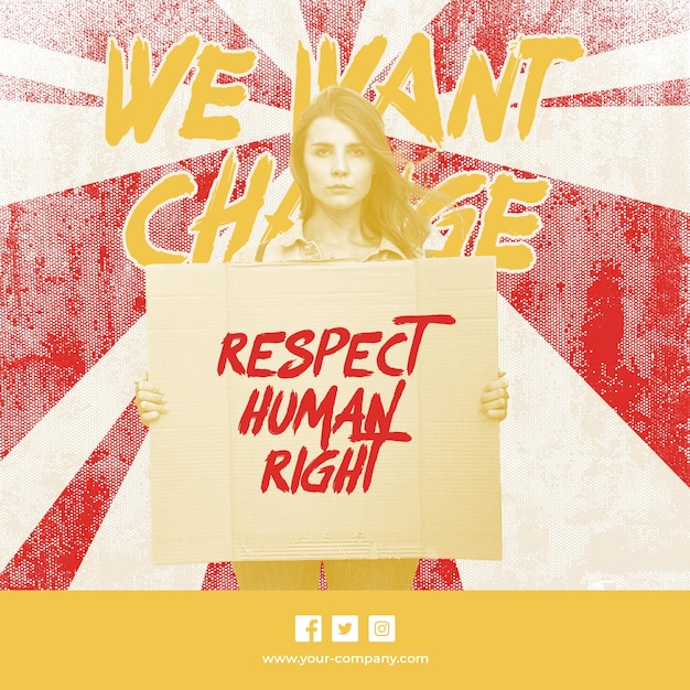 PSD modelo de cartaz do psd com protesto pelos direitos humanos