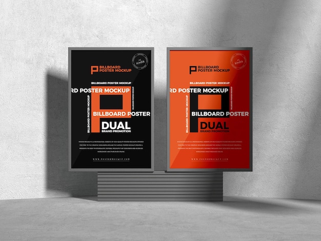 Modelo de cartaz duplo para apresentação publicitária