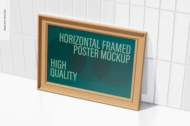 Modelo de cartaz emoldurado horizontal, em perspectiva