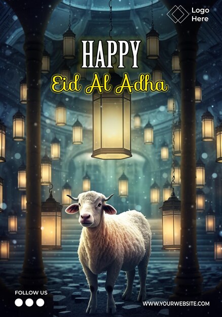 PSD modelo de cartaz feliz eid al adha editável