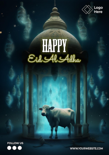 Modelo de cartaz feliz eid al adha editável