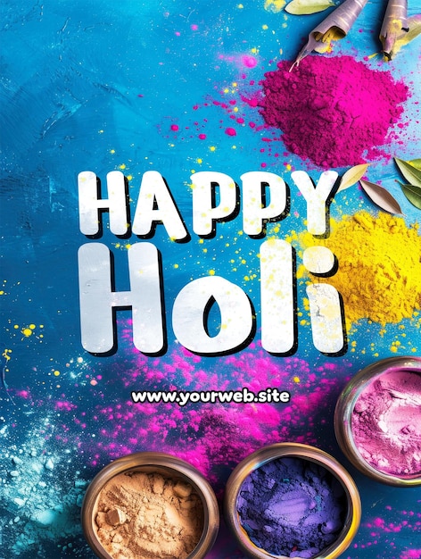 PSD modelo de cartaz feliz holi com fundo colorido