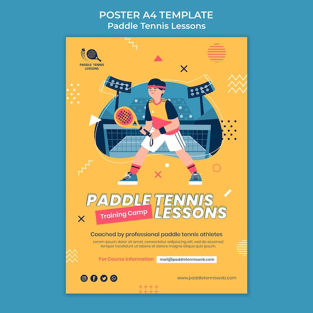 PSD modelo de cartaz/folheto de aulas de padel