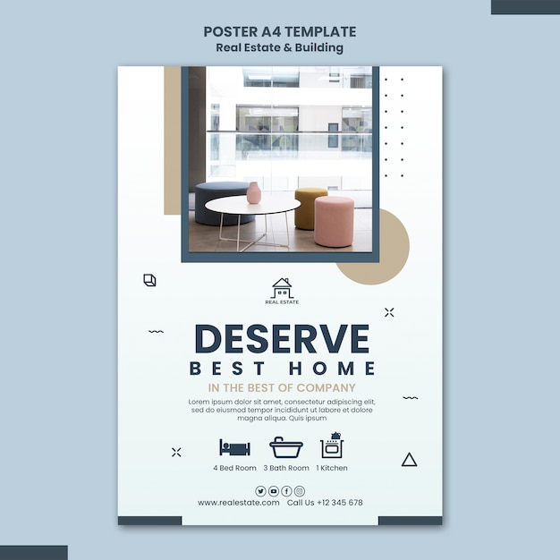 Modelo de cartaz minimalista imobiliário e de construção