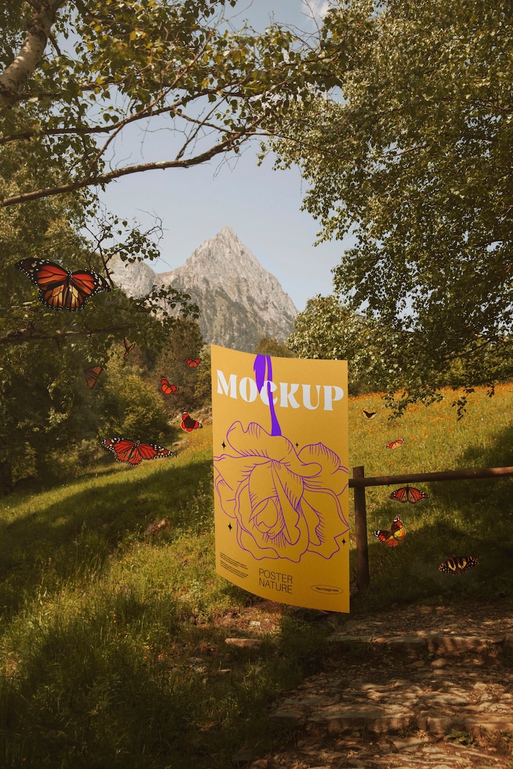 PSD modelo de cartaz na natureza