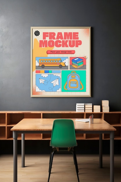 PSD modelo de cartaz na parede da sala de aula