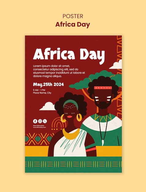 PSD modelo de cartaz para a celebração do dia da áfrica