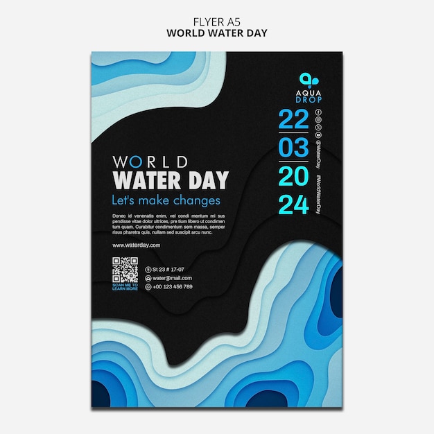 PSD modelo de cartaz para a celebração do dia mundial da água