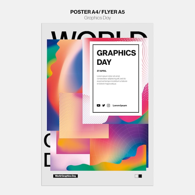 Modelo de cartaz para a celebração do Dia Mundial da Gráfica