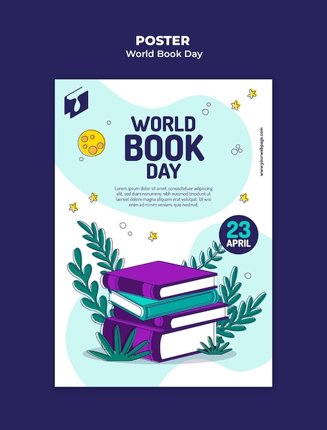 PSD modelo de cartaz para a celebração do dia mundial do livro