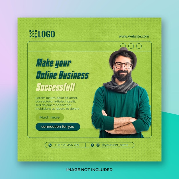 Modelo de cartaz PSD de agência de marketing digital ou empresa com foto, banner de mídia social ou postagem