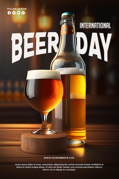 PSD modelo de cartaz psd do dia internacional da cerveja