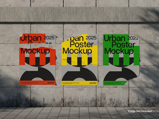 Modelo de cartaz urbano em parede de concreto