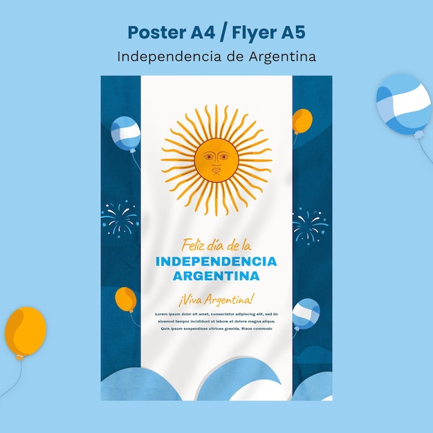Modelo de cartaz vertical da independência argentina do 9 de julho