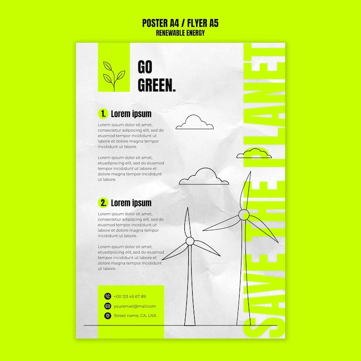 PSD modelo de cartaz vertical de energia renovável