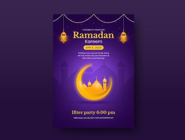 PSD modelo de cartaz vertical de ramadan kareem.