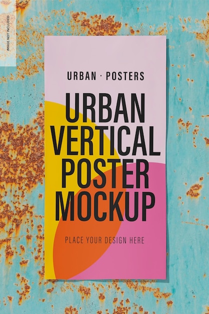 PSD modelo de cartaz vertical urbano, vista frontal