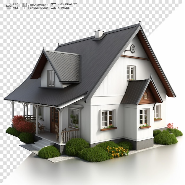 PSD modelo de casa 3d com fundo transparente