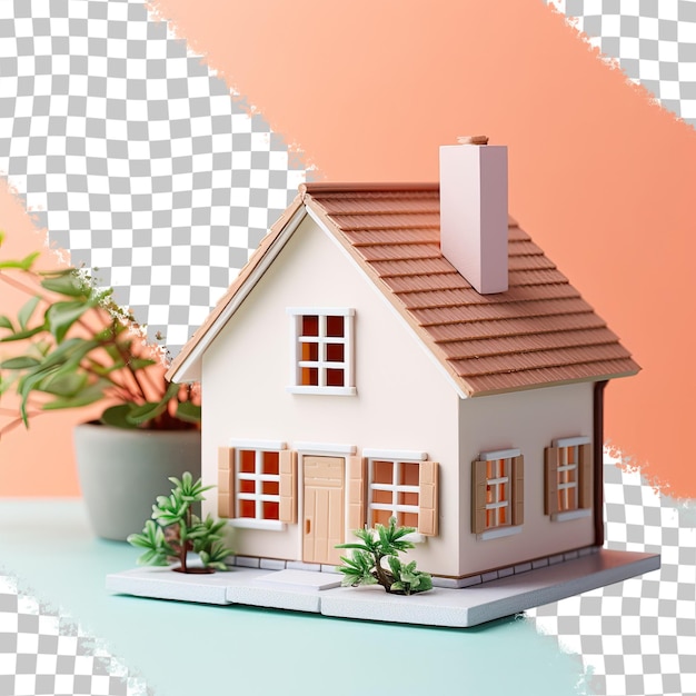 PSD modelo de casa em miniatura para o conceito de investimento imobiliário fundo transparente