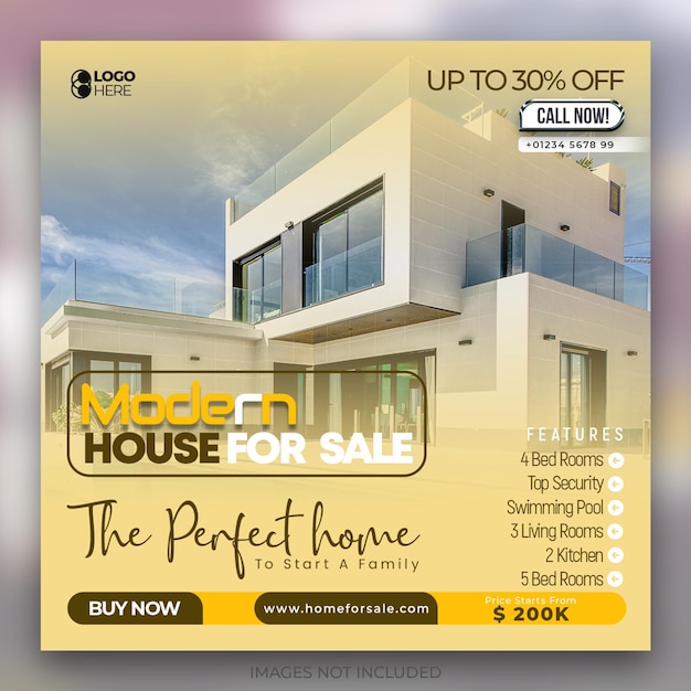 PSD modelo de casa moderna para venda