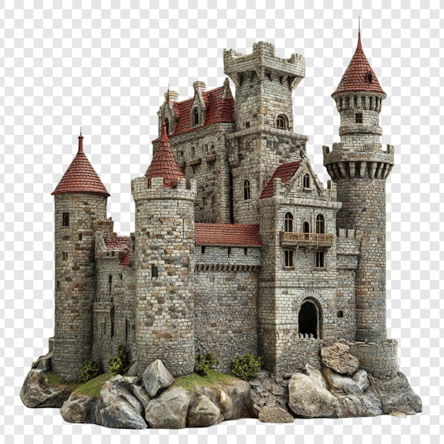 Modelo de Castelo de Pedra Majestico Arquitetura Medieval Fortaleza de Fantasia