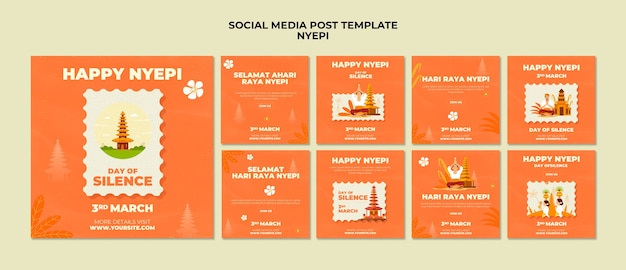 Modelo de celebração nyepi de design plano