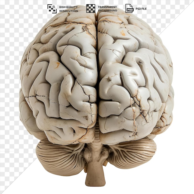 PSD modelo de cérebro fotográfico realista de neurocientistas com uma escultura branca e uma perna