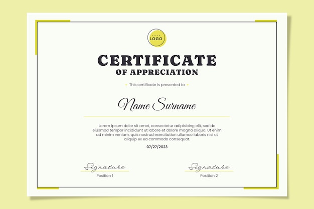 Modelo de Certificado de Apreciação de Ouro Minimalista