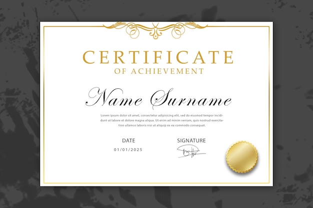 Modelo de certificado elegante em gradiente