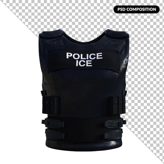 PSD modelo de colete de polícia isolado em 3d