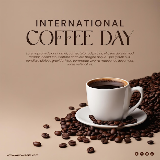 Modelo de conceito de postagem em mídia social do PSD International Coffee Day