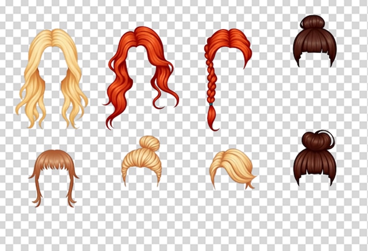 PSD modelo de conjunto de psd de coleção de cabelo