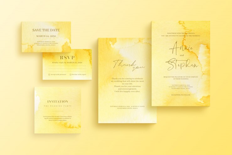 PSD modelo de convite aquarela, papelaria casamento