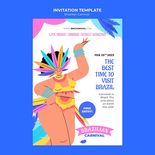PSD modelo de convite carnaval brasileiro