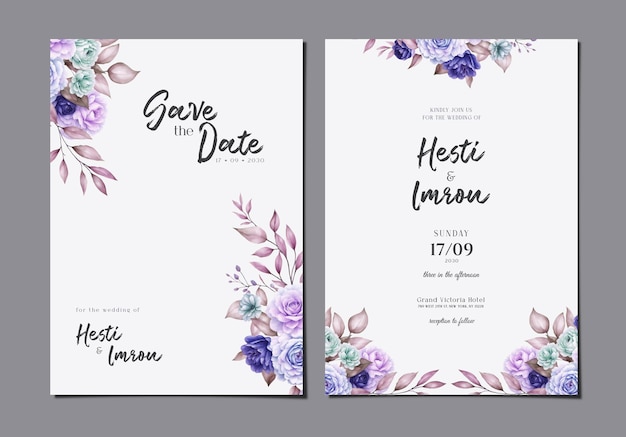 modelo de convite de casamento elegante com flores