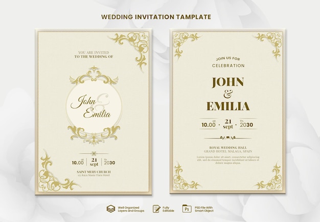 Modelo de convite de casamento elegante
