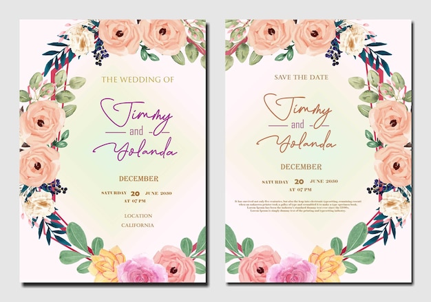 PSD modelo de convite de casamento floral psd