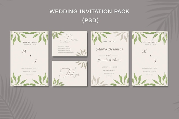 PSD modelo de convite de casamento floral psd