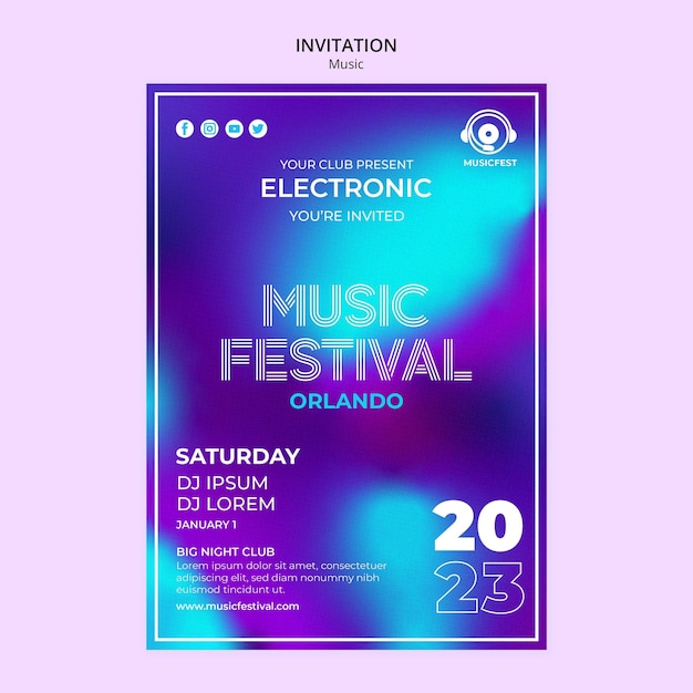 Modelo de convite de festival de música