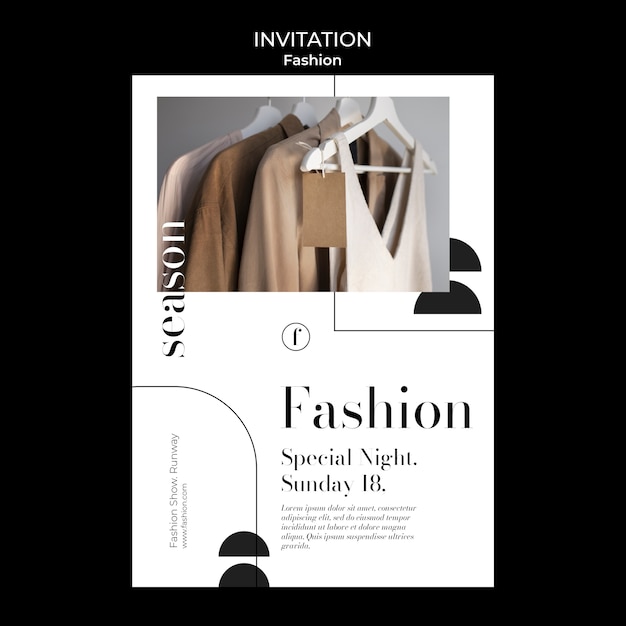 Modelo de convite de moda e estilo
