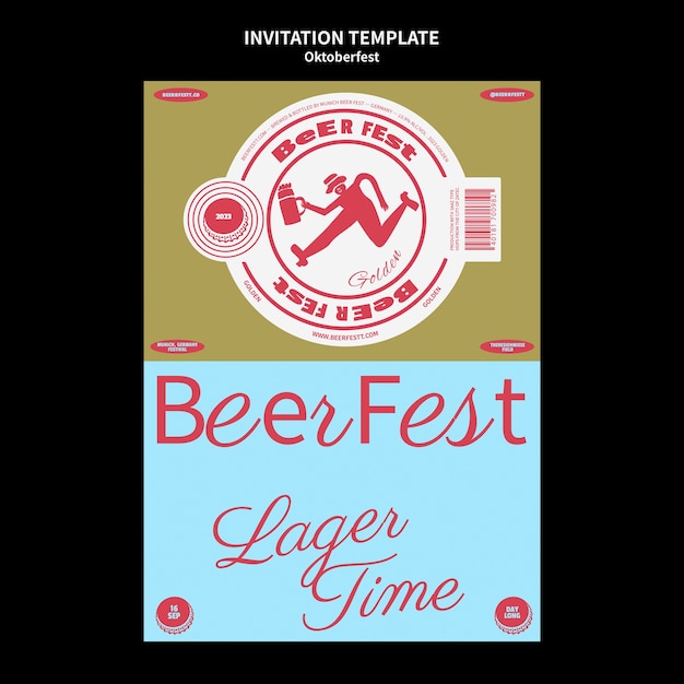 Modelo de convite de oktoberfest de design plano