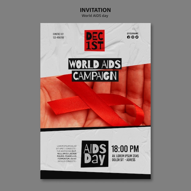 PSD modelo de convite do dia mundial da aids