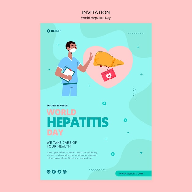 PSD modelo de convite do dia mundial da hepatite de design plano