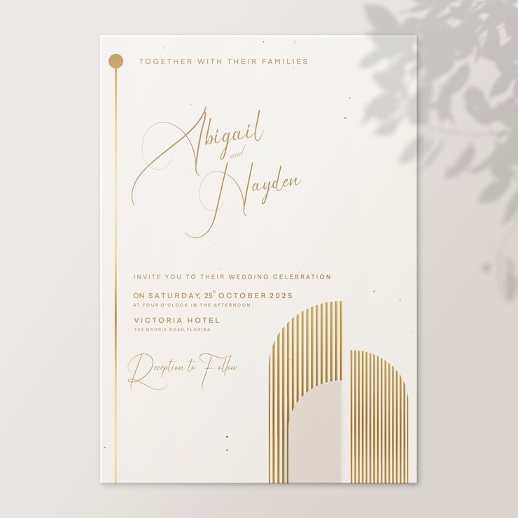 Modelo de Convite Minimalista de Bodas Douradas