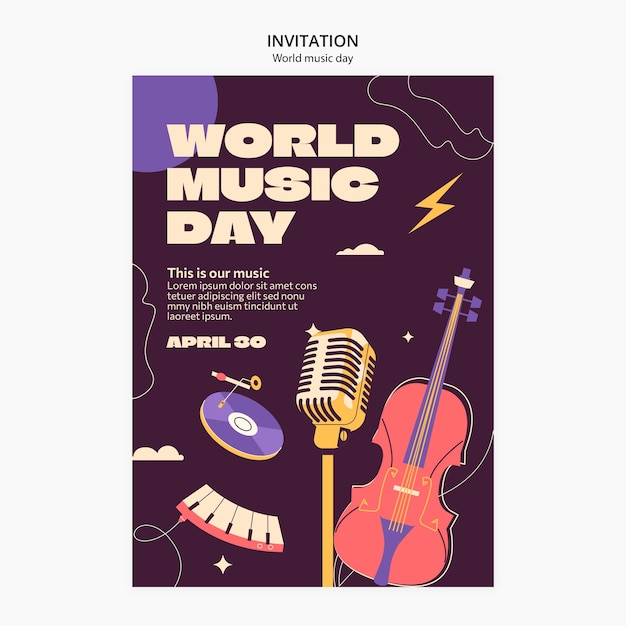 Modelo de convite para celebração do dia mundial da música