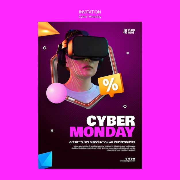 PSD modelo de convite para cyber monday