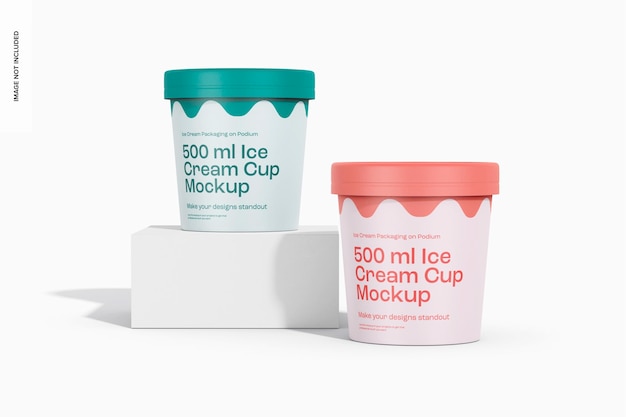 Modelo de Copos de Sorvete de 500 ml, Vista Frontal