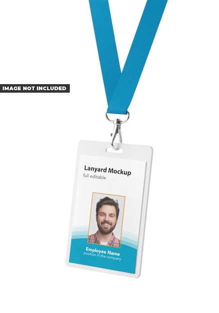 Modelo de cordão com cartão de identificação para identificação de empregados