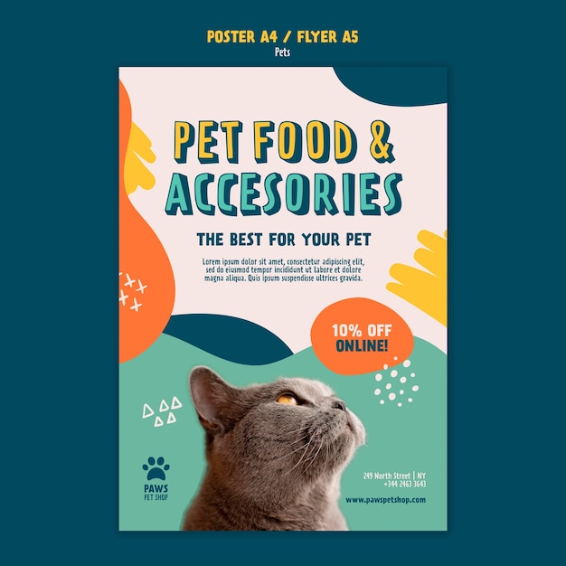 Modelo de cuidados com animais de estimação de design plano